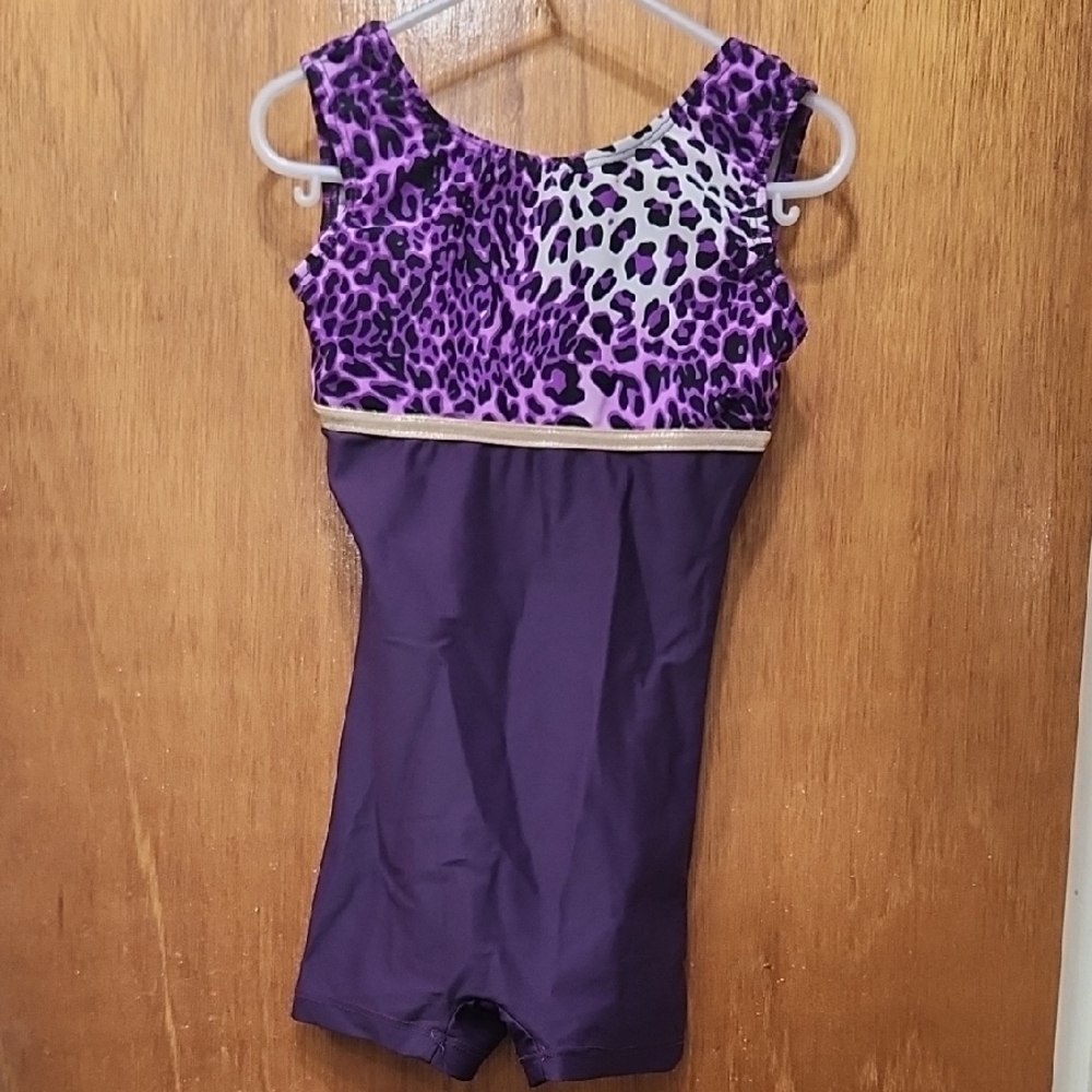 Purple Leopard Print Gymnastics Leotard